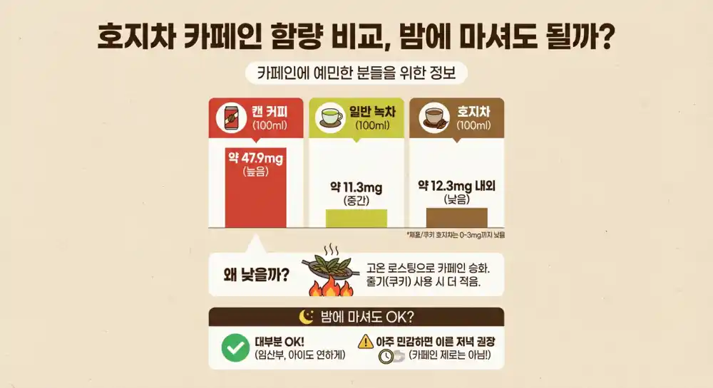 호지차 카페인 함량 비교