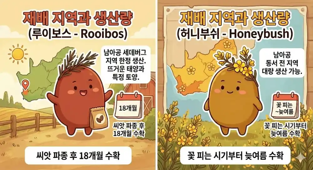 루이보스 허니부쉬 재배 지역과 생산량