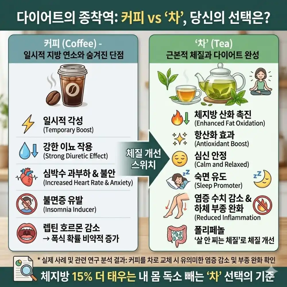 다이어트 종착역 커피와 차 분석