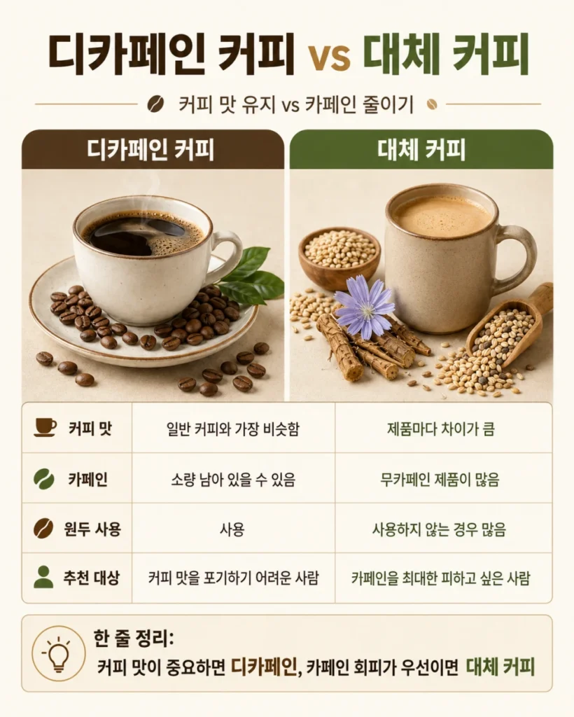 디카페인 커피와 대체커피 차이